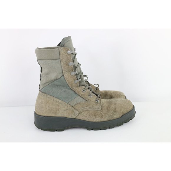 Vintage 90s Streetwear 9.5 Distressed Suede Leather Steel Toe Combat Boots USA